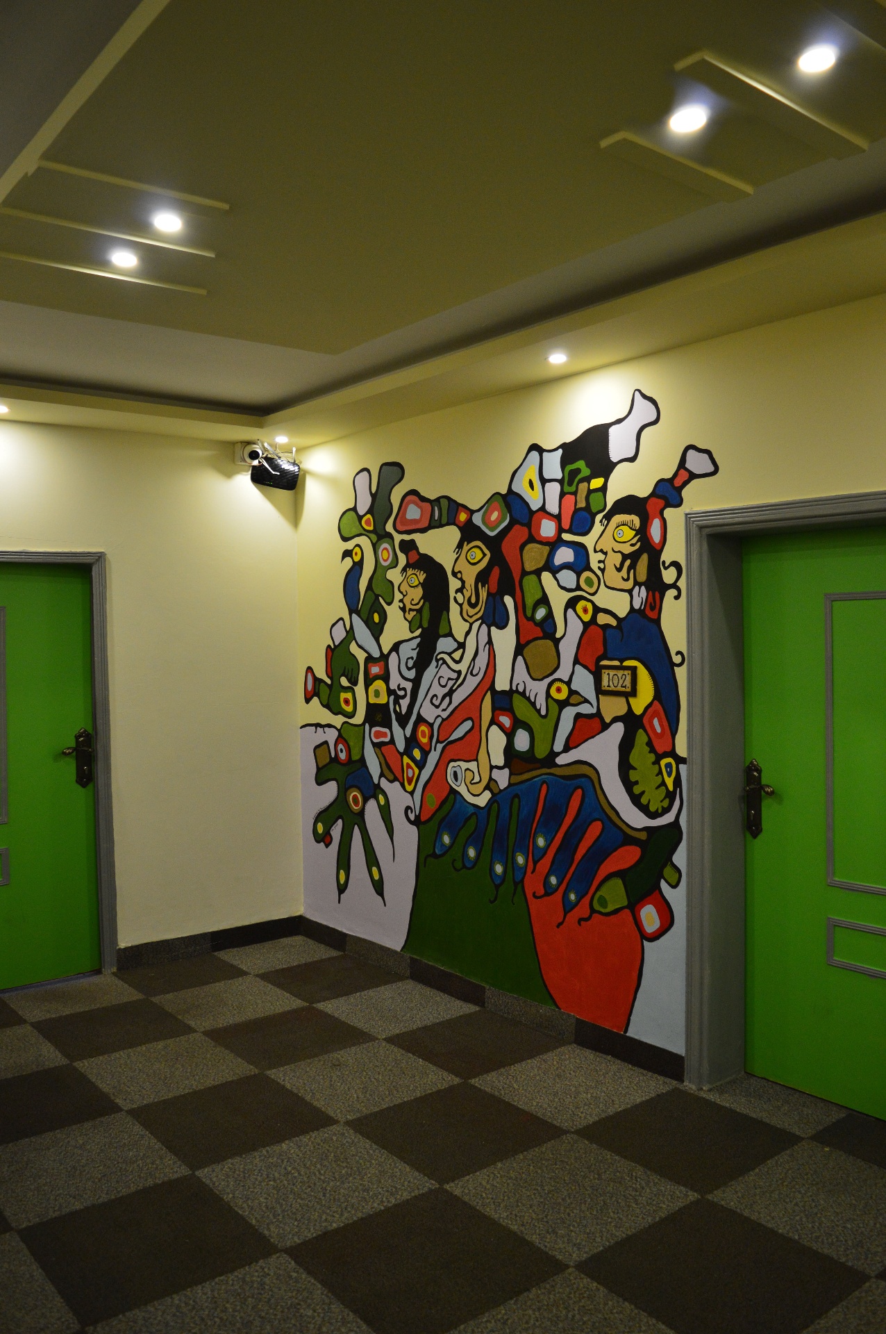 Hallway mural - colourful figures