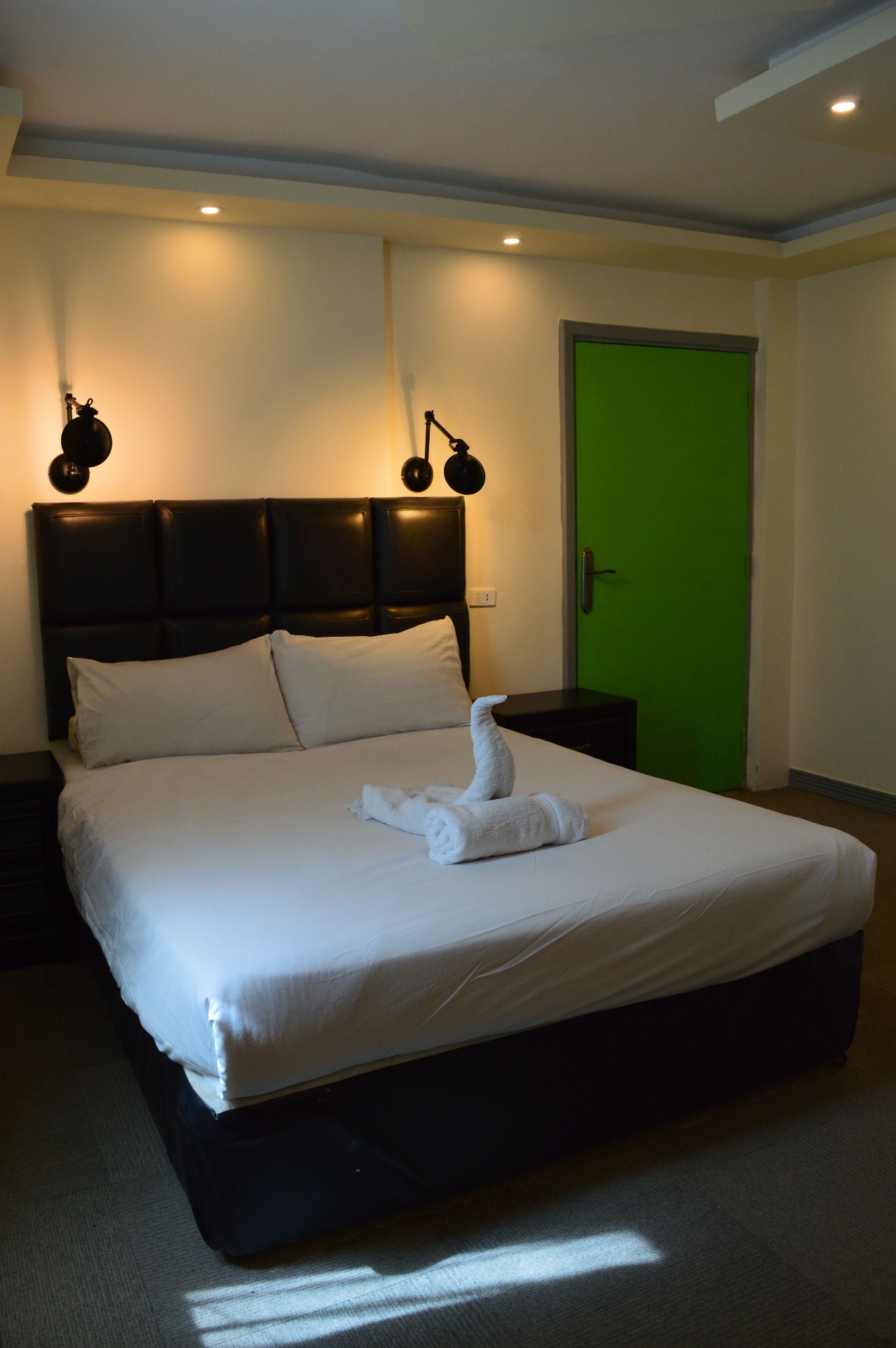 Private double room with green door