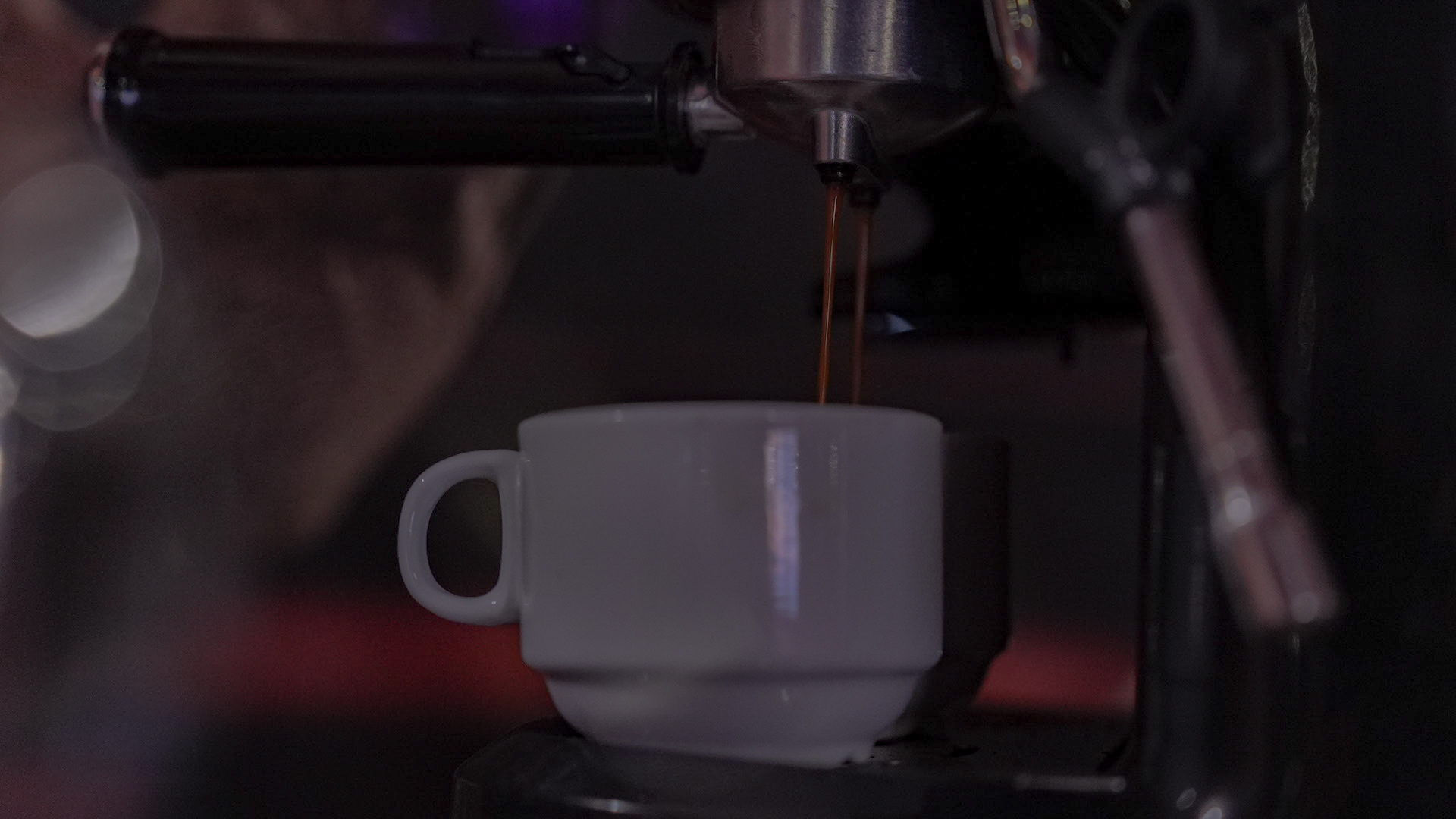 Espresso being pulled at the rooftop café