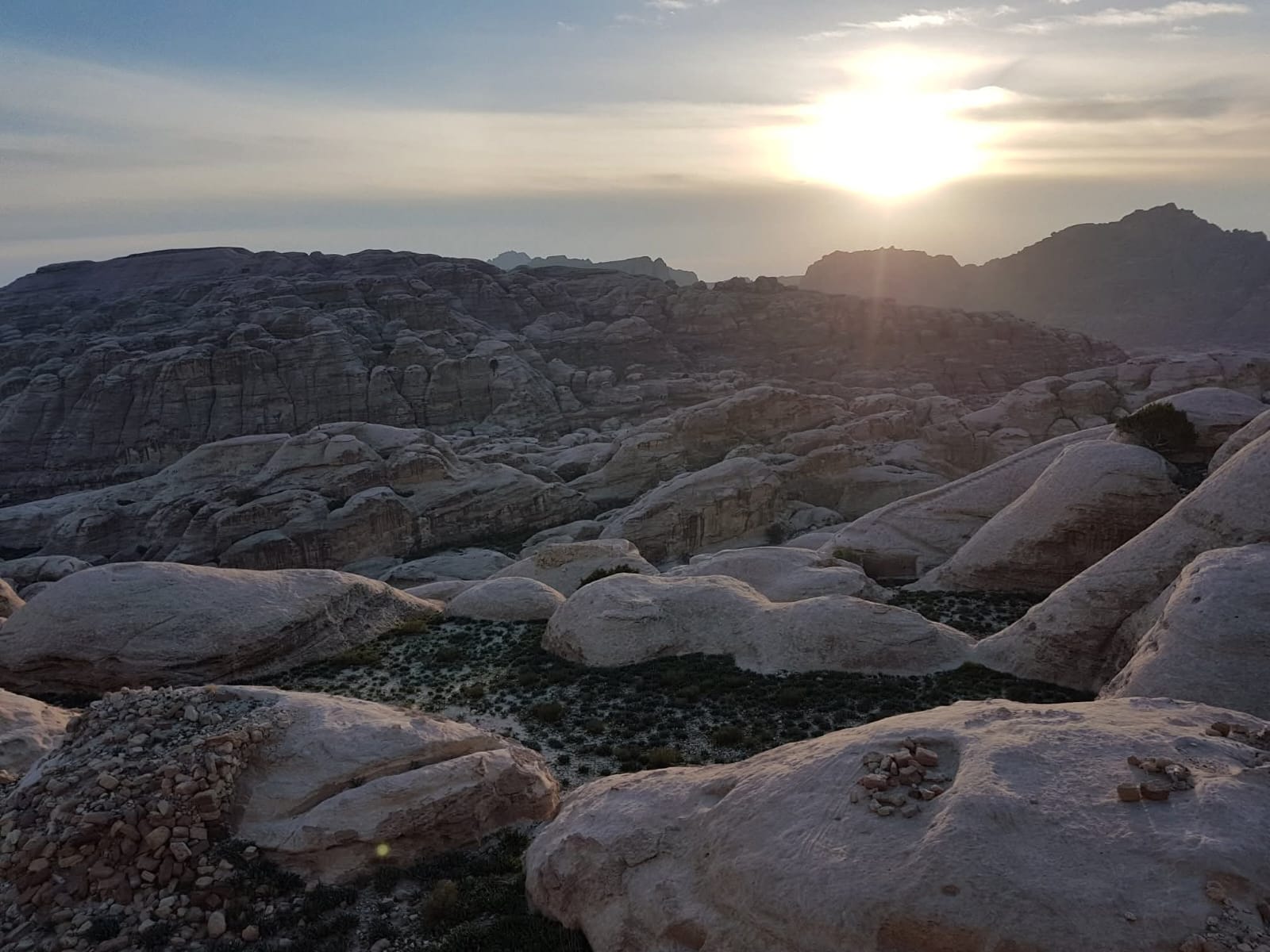 Sunset over the rocks around Petra